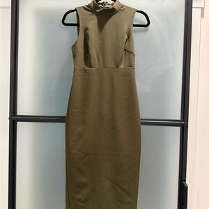 Express Olive Sleeveless Midi Dress